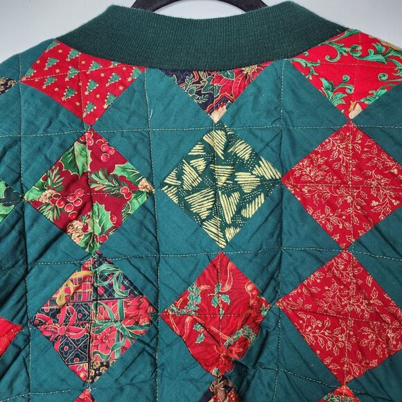 VTG Quilt Coat Holiday Event Piece Art To Wear Festive Chunky Christmas‎ Chore - Picture 13 of 16